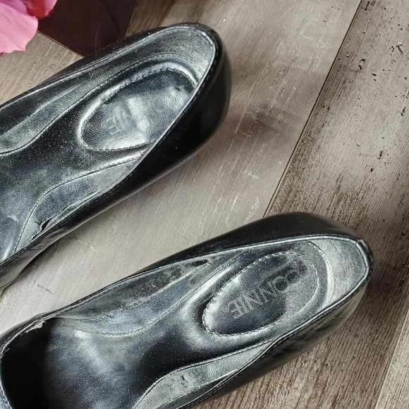 Connie Black Leather Pointy High Heel Classic Pumps US Sz 7M 3" Heel - Picture 8 of 11